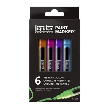 LIQUITEX Liquitex 1540280 Wide Tip Professional Paint Markers; Assorted Vibrant - Set of 6 1540280